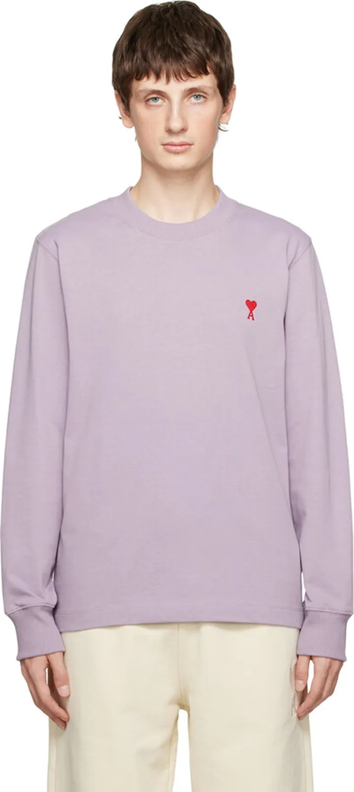 AMI Alexandre Mattiussi Purple Ami de Cœur Long Sleeve T-Shirt