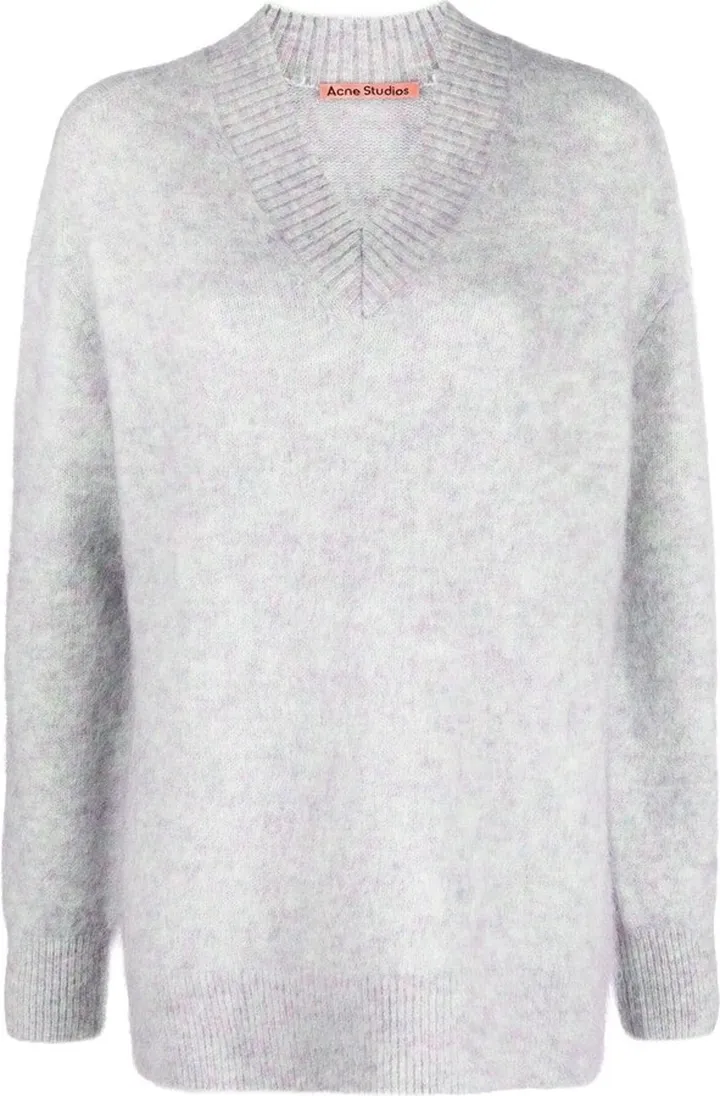 brushed-finish V-neck jumper