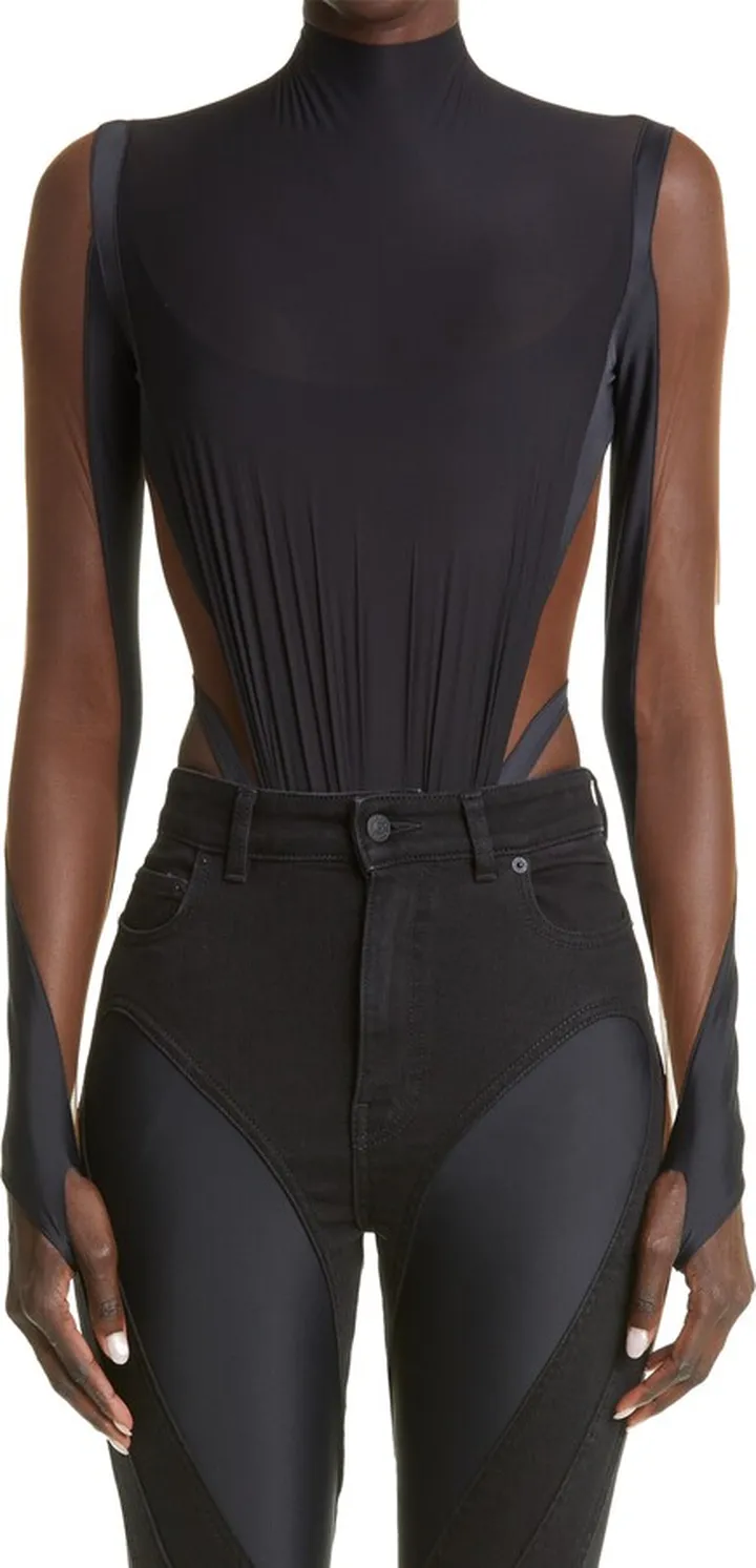 Illusion Mesh Long Sleeve Bodysuit