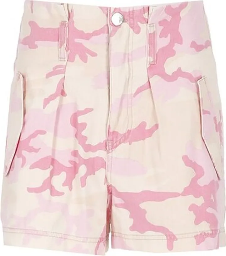 Pinko Camouflage Pattern High-Waist Denim Shorts