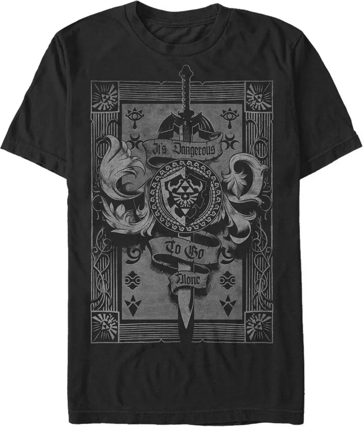 Men's Nintendo Zelda Dangerous to Go Alone Banner T-Shirt - Black - Medium