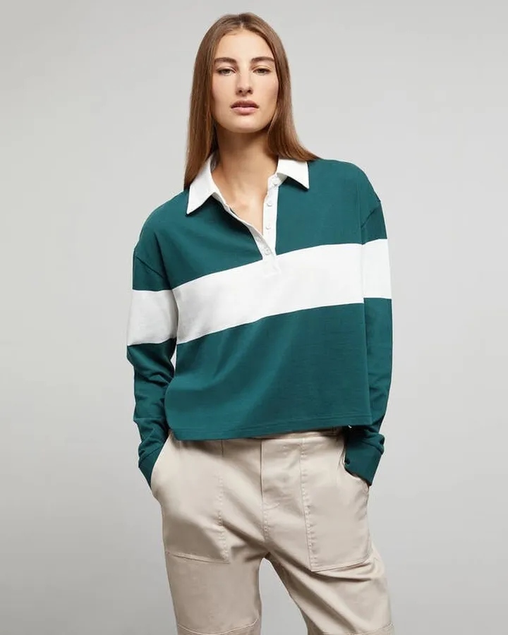 Onia Cropped Rugby Polo - Green