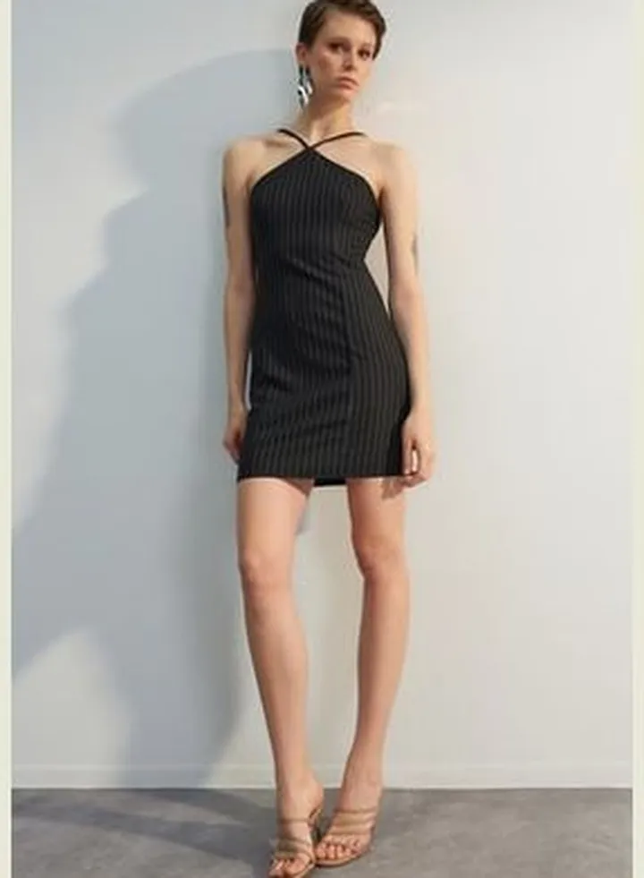 Black Fitted Mini Dress TWOSS23EL01272