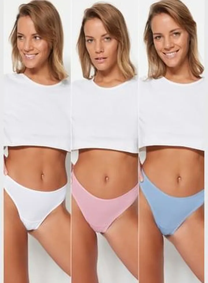 Multicolor 3-Pack Cotton Thong Panties THMSS21KU0135