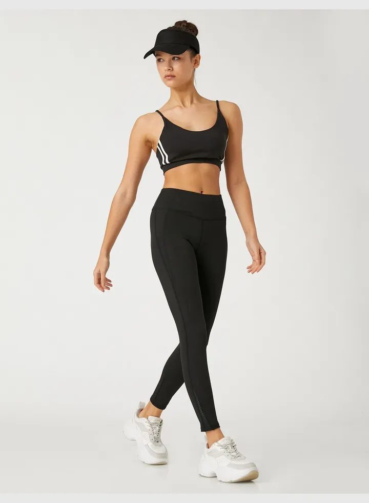Sport Leggings Mesh Detail Side Stitch Detail