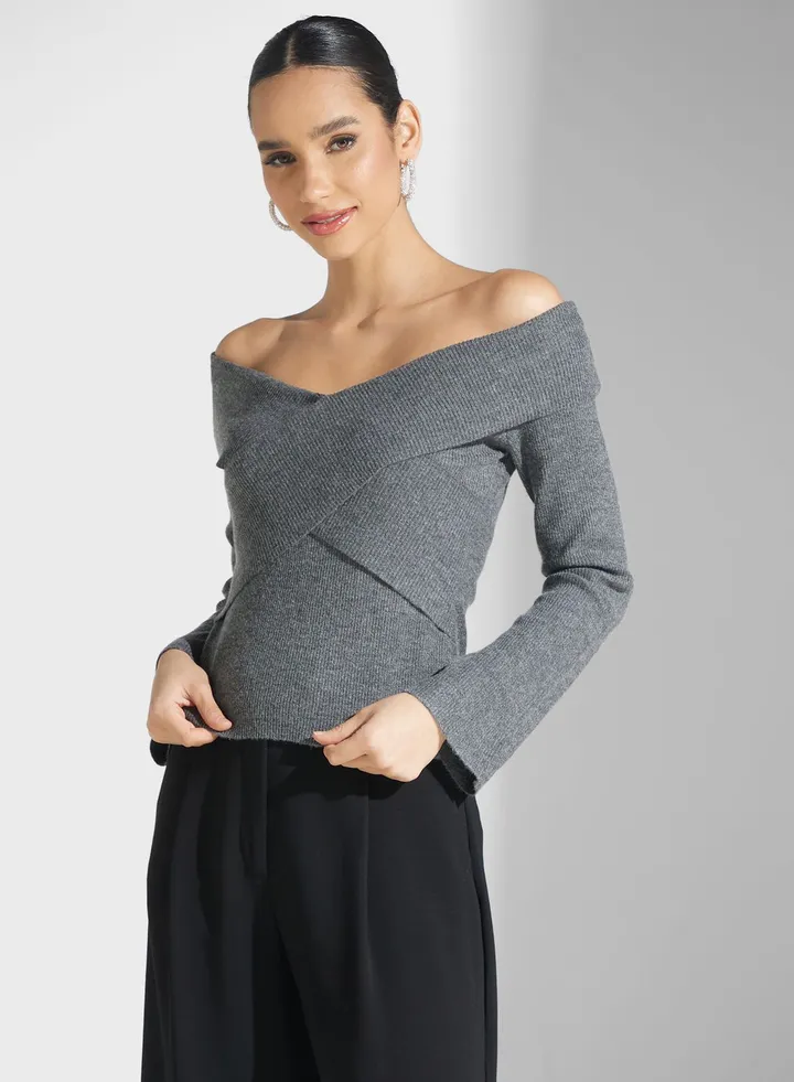 Puff Sleeve Bardot Top
