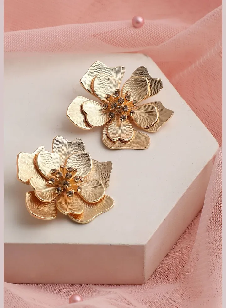 Gold Plated Party Designer Stone Stud For Women