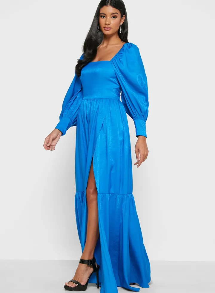 Puff Sleeves Cut Out Dress