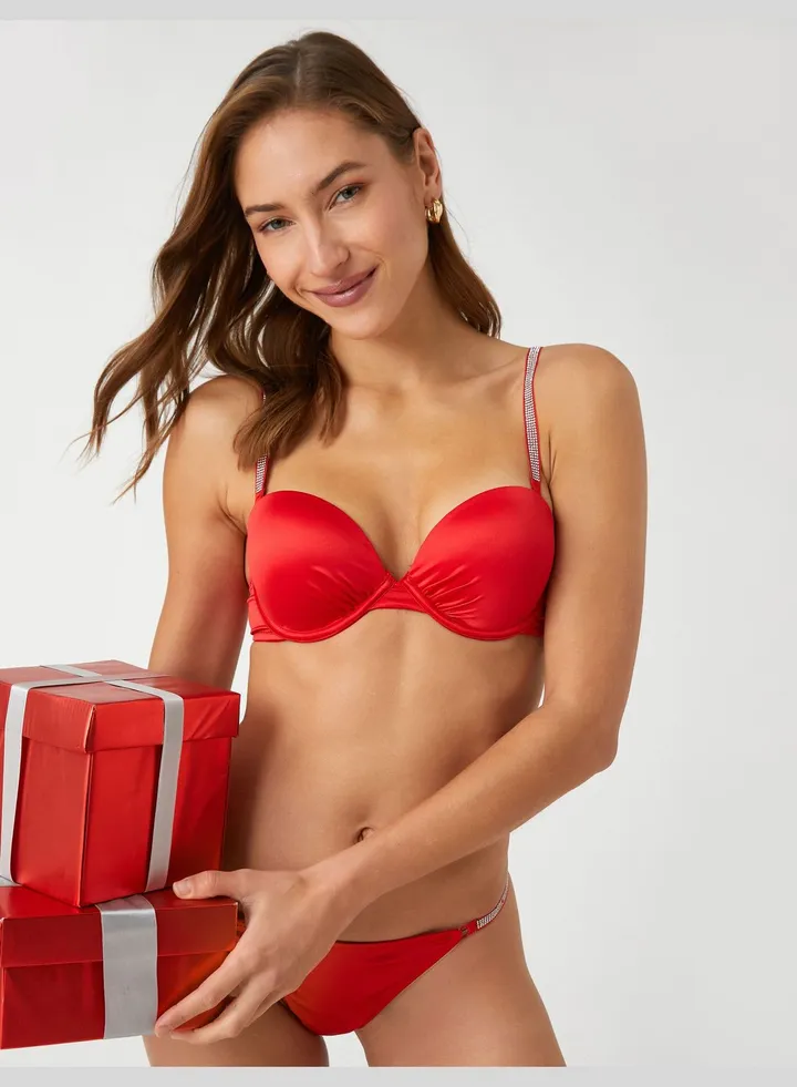 Christmas Themed Bra Underwired Padded Glitz Stone Detail