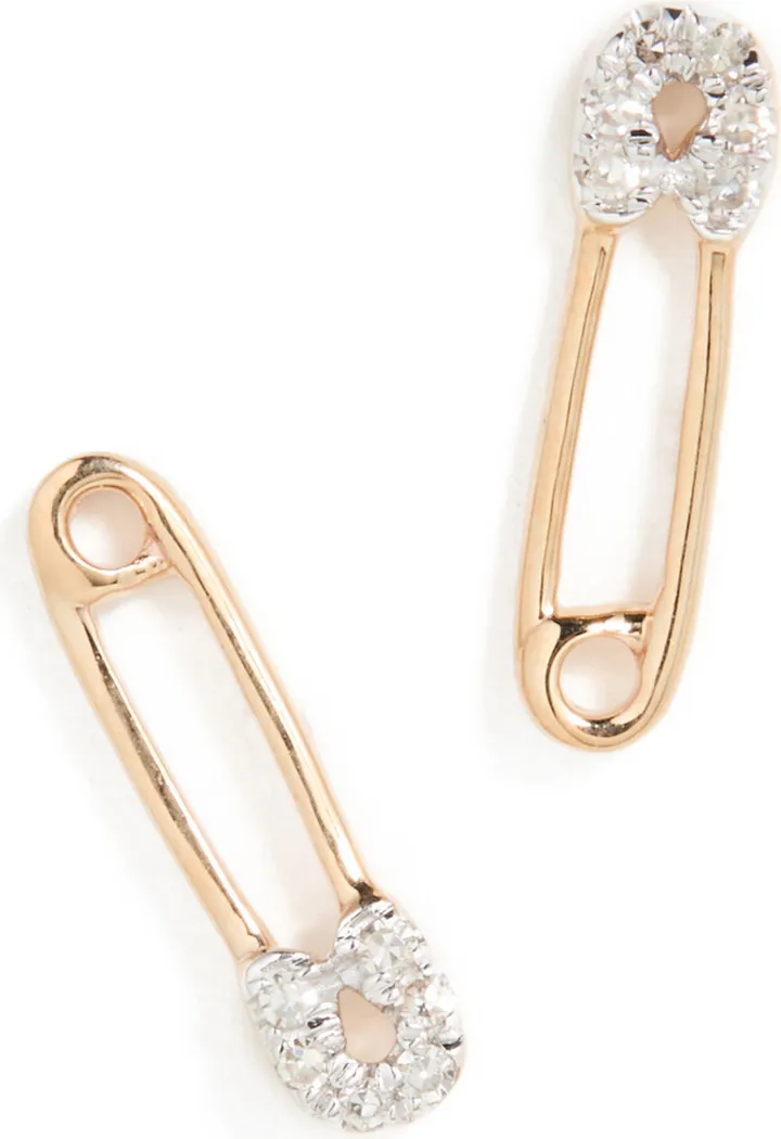 Adina Reyter 14k Diamond Safety Pin Post Earrings