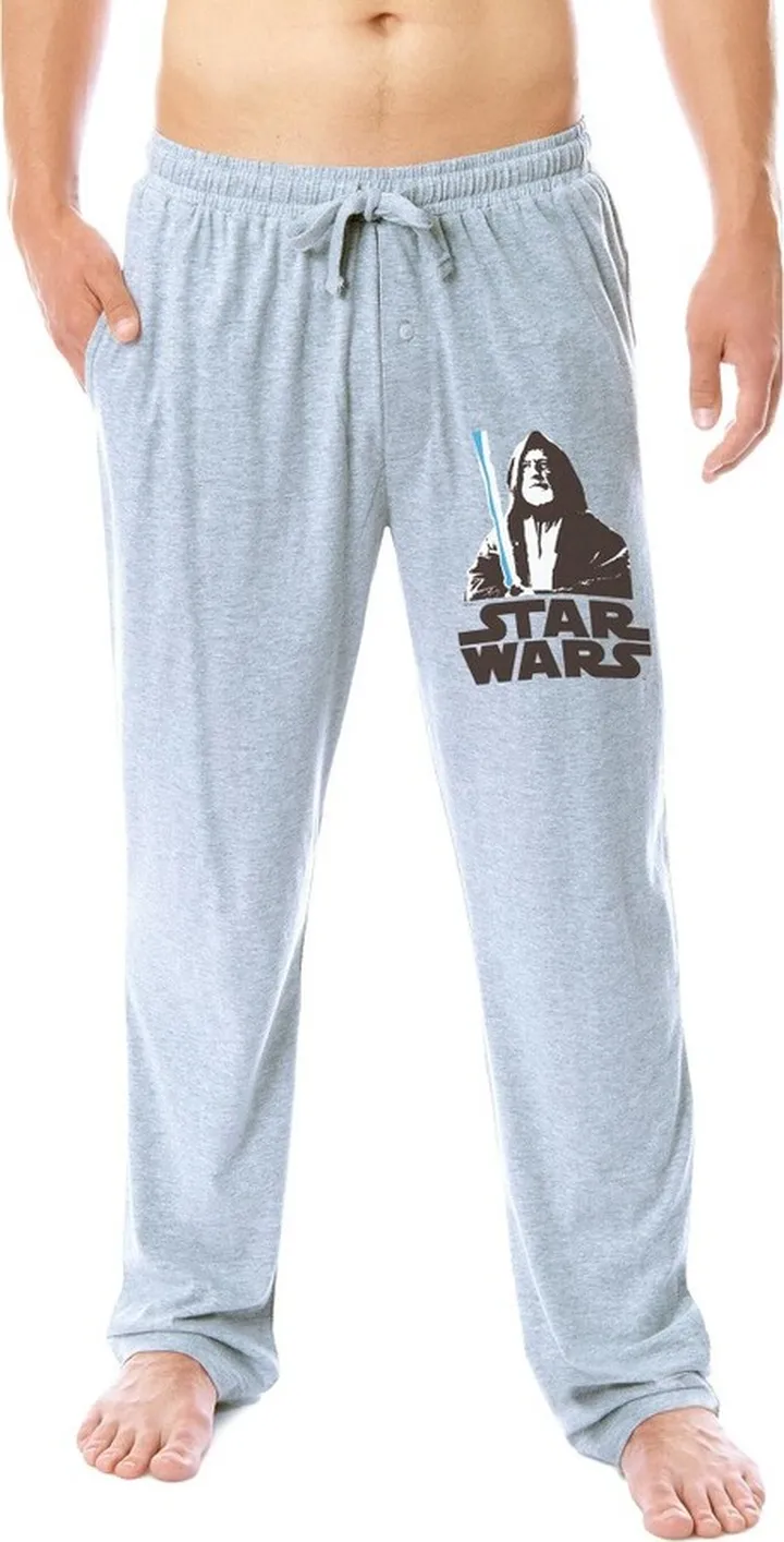 Star Wars Men's Obi-Wan Kenobi Star Wars Logo Sleep Lounge Pajama Pants (Small) Grey