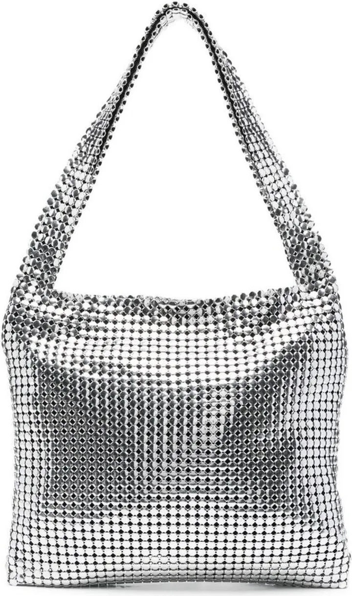 'pixel Hobo' Silver-tone Mesh Shoulder Bag In Alluminium Woman Paco Rabanne