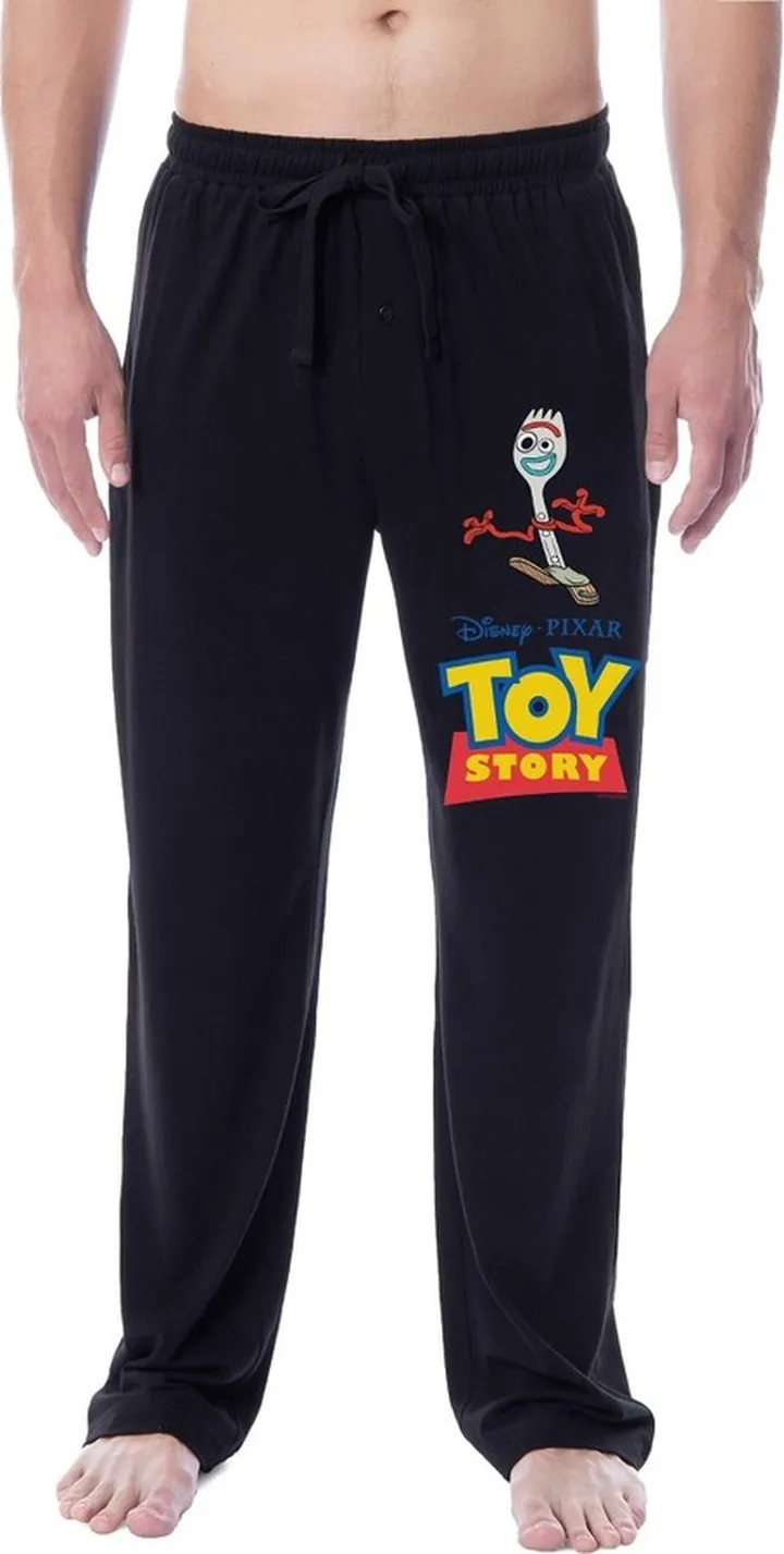 Disney Mens' Toy Story Movie Film Character Forky Sleep Pajama Pants (Large) Black
