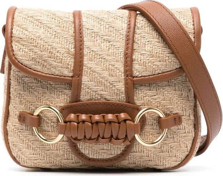 Brown Sadie Jute Cross Body Bag