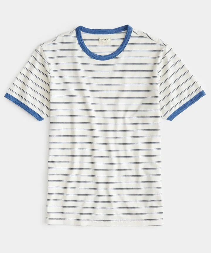 Jacquard Stripe Indigo Ringer Tee