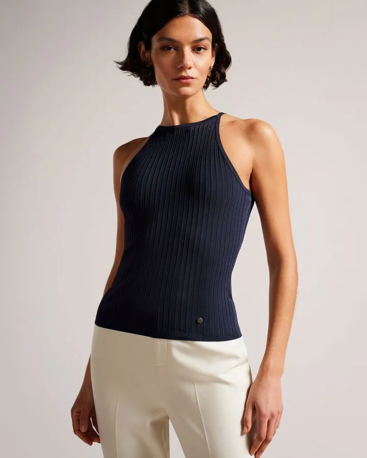 Ribbed Knit Cami in Navy