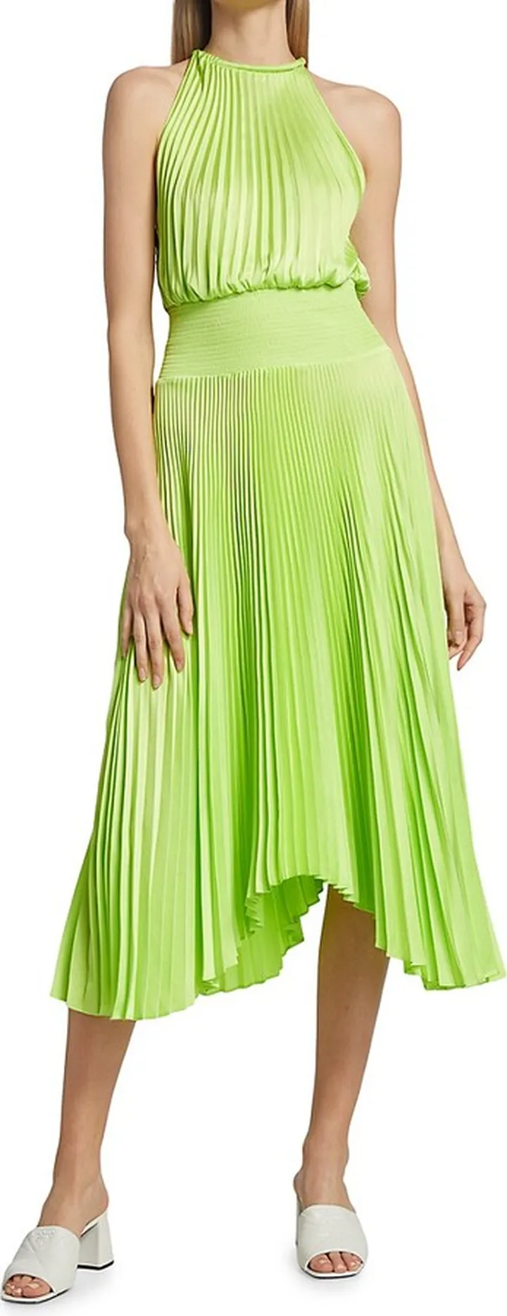 Renzo II Asymmetric Pleated Midi Dress