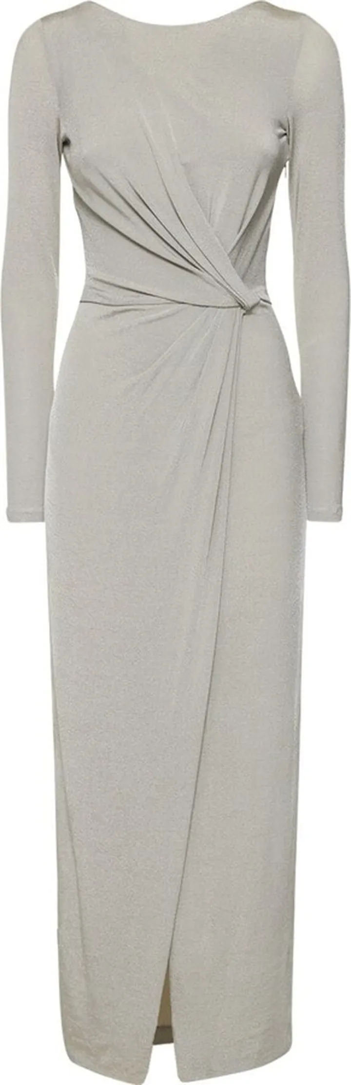 Open back draped jersey long dress