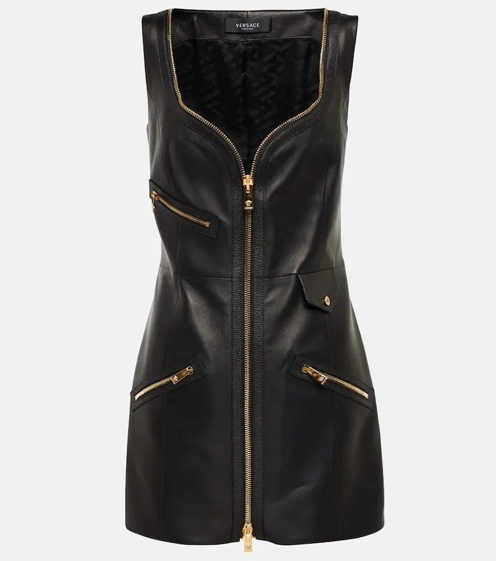 Leather zip minidress