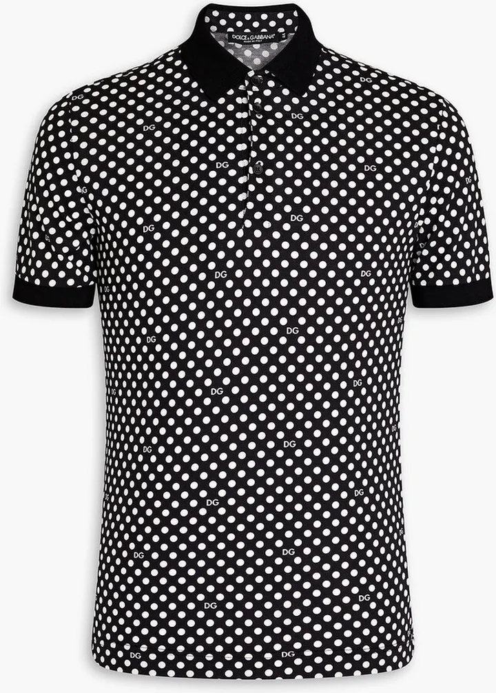 Slim-fit polka-dot cotton-piqué polo shirt