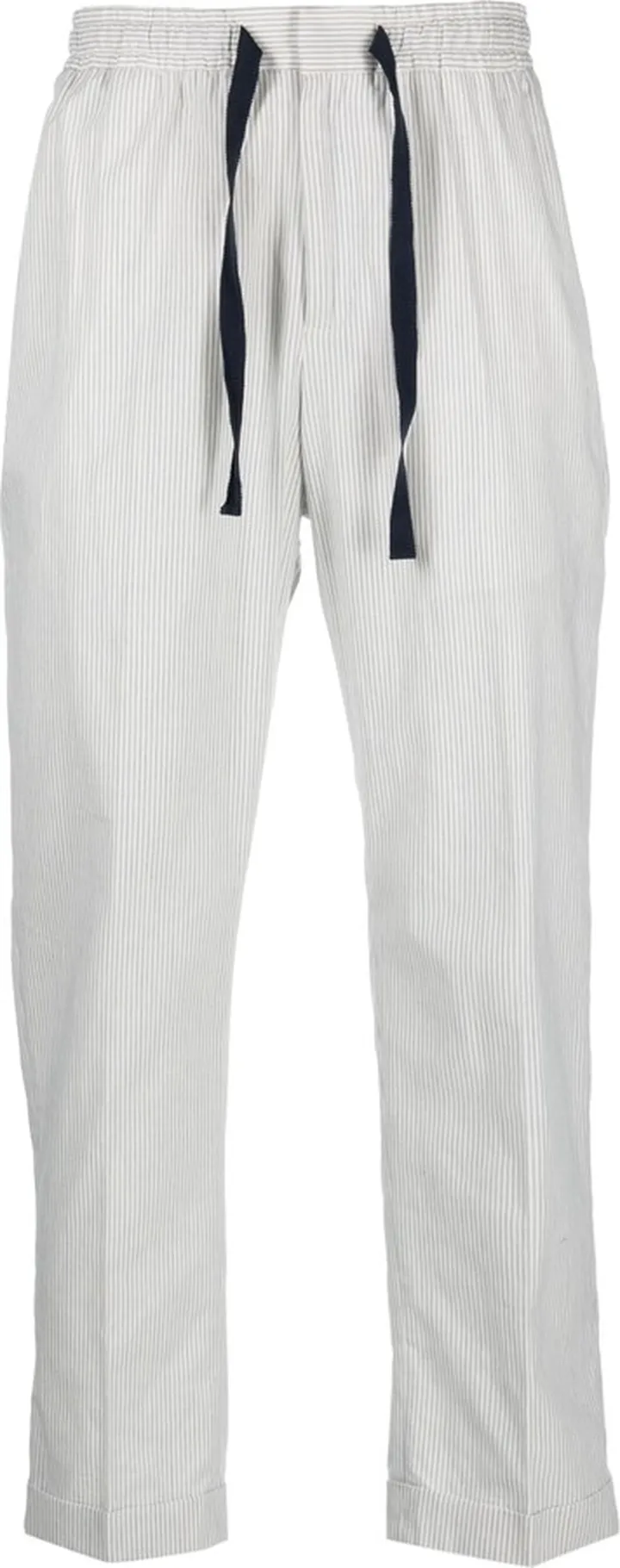 Pinstriped Tapered Drawstring Trousers