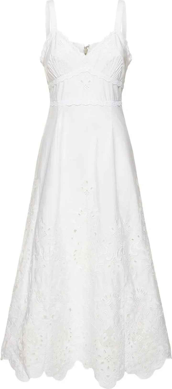 Poplin & embroidered lace midi dress