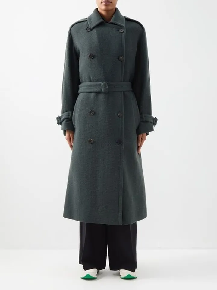 Beyza Belted Brushed-twill Coat