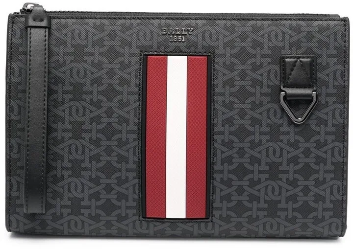 Stripe-Trim Detail Clutch Bag