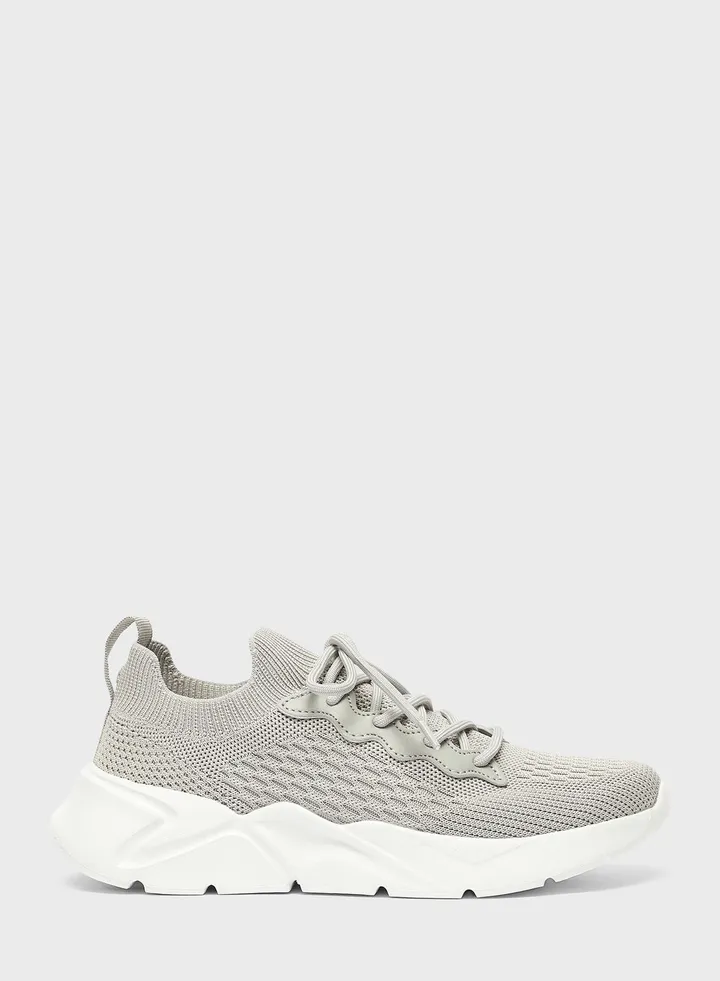 Textured Lace-Up Sneakers
