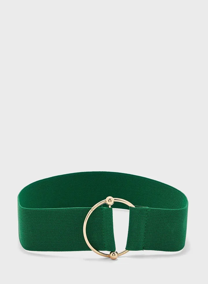 Round Buckle Elastic Waist Belt