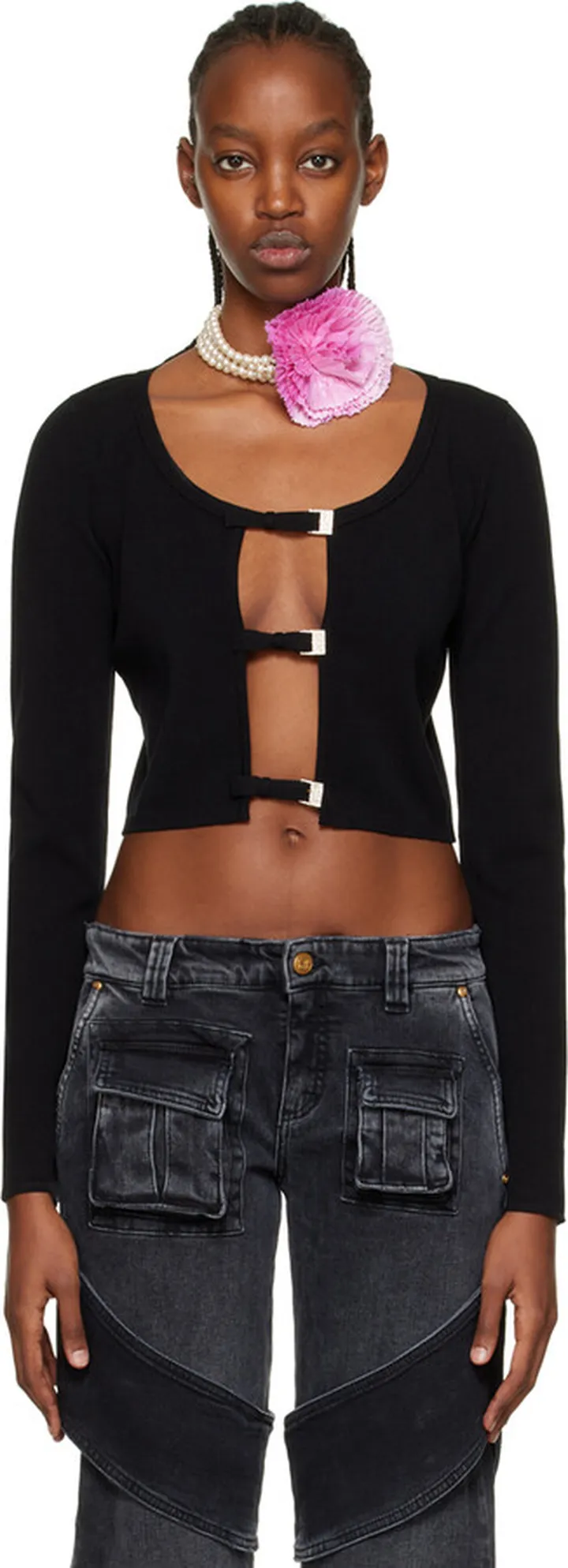 Blumarine Black Crystal Cardigan