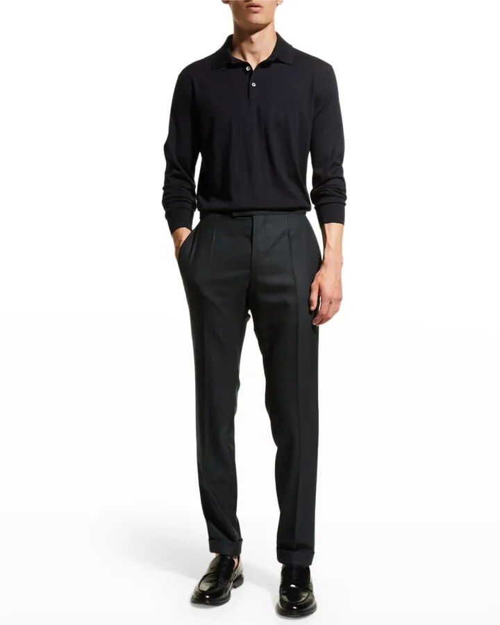 Men's Cashmere-Silk Polo Shirt