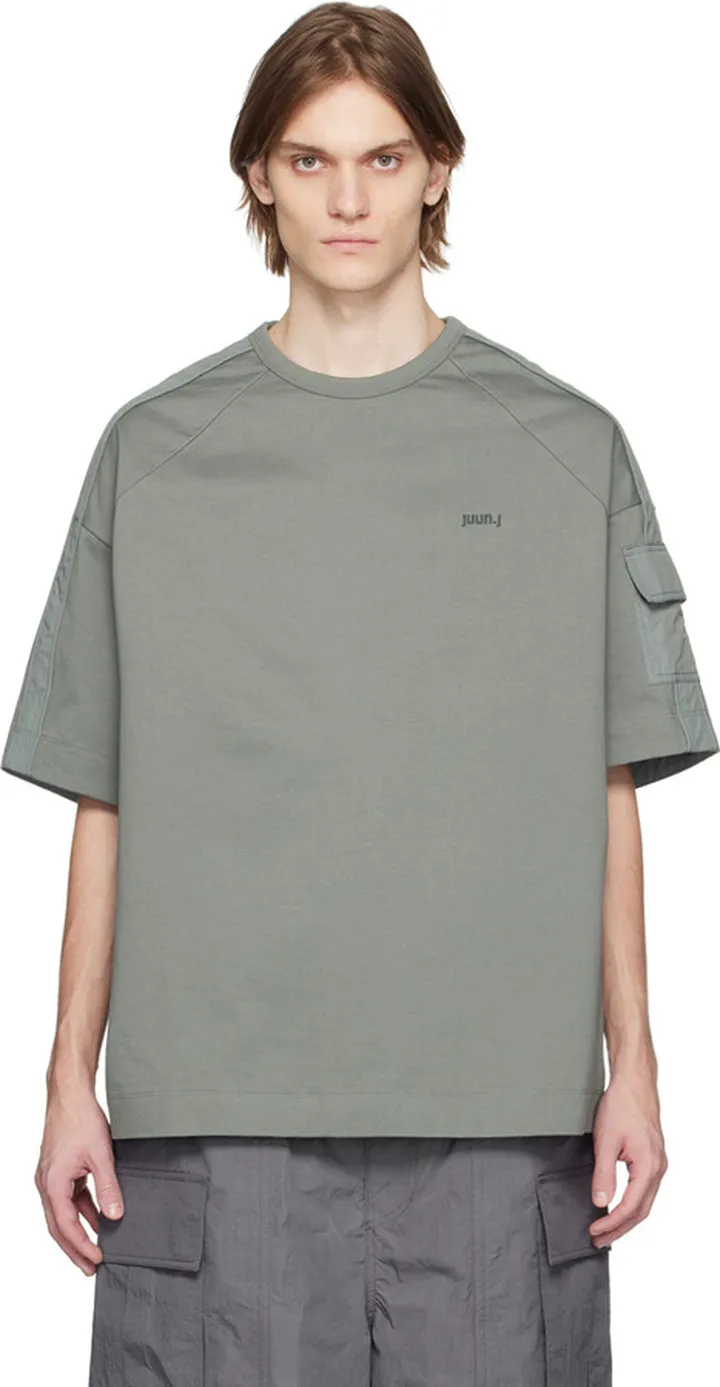 Juun.J Khaki Paneled T-Shirt