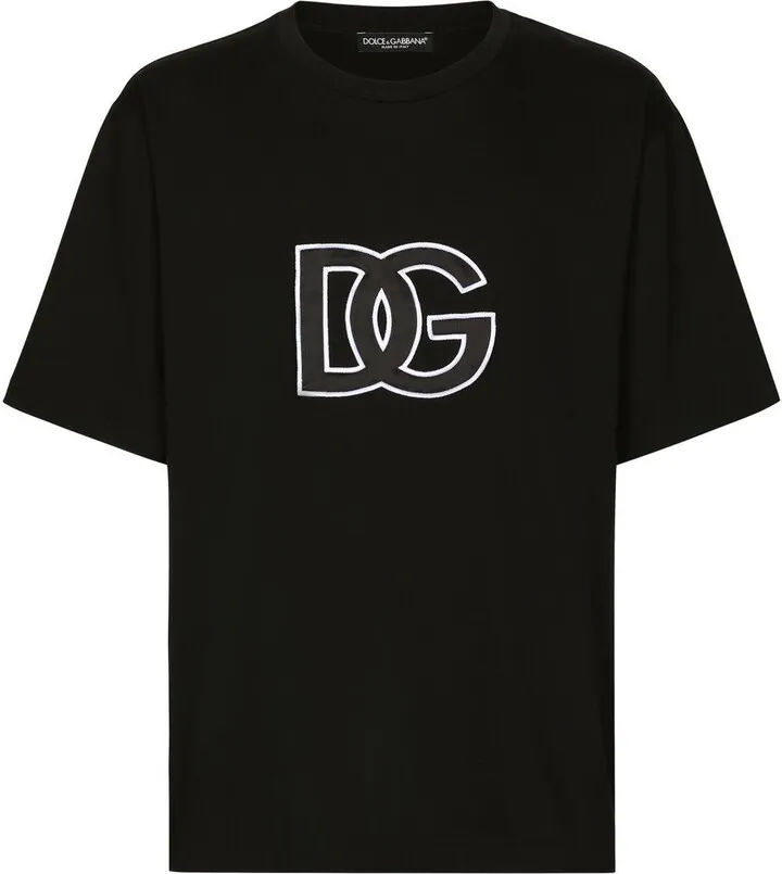 Black Logo Patch Cotton T-Shirt