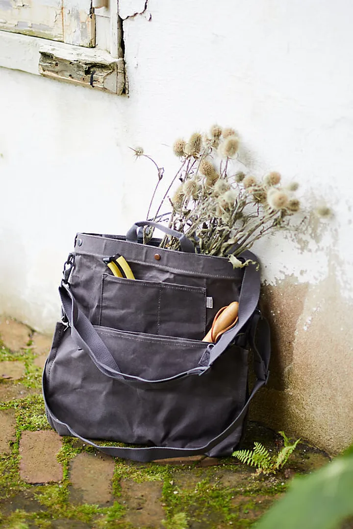 Barebones Waxed Canvas Gathering Bag Grey