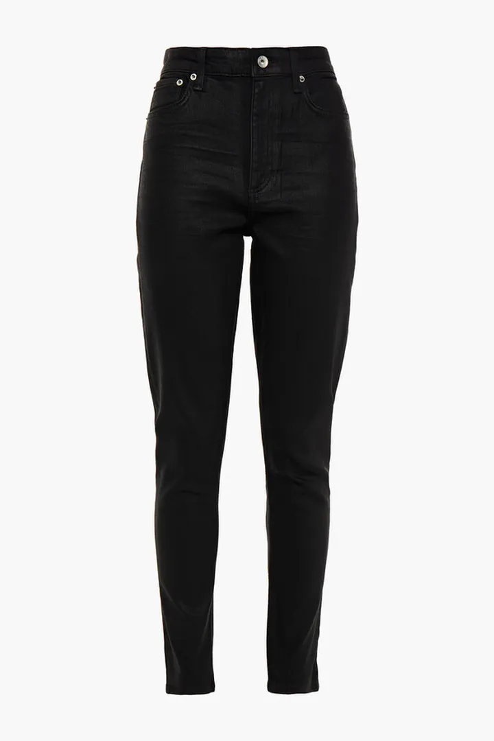 Nina coated high-rise skinny jeans