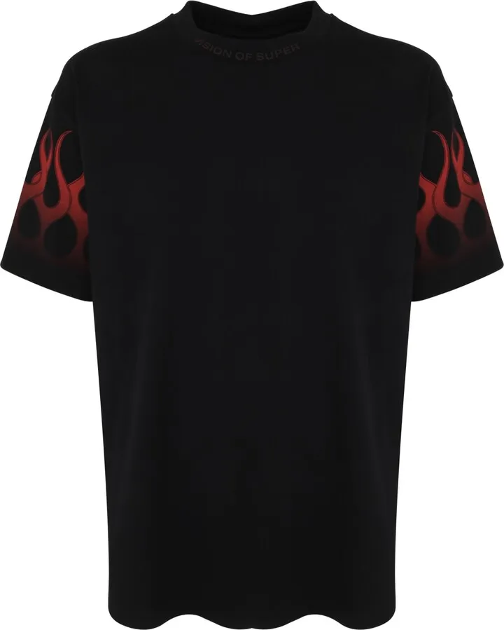Black T-shirt With Red Flames