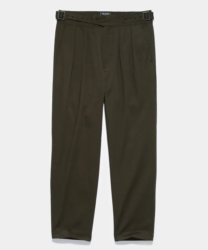Lightweight Italian Cotton Gurkha Trouser in Olive