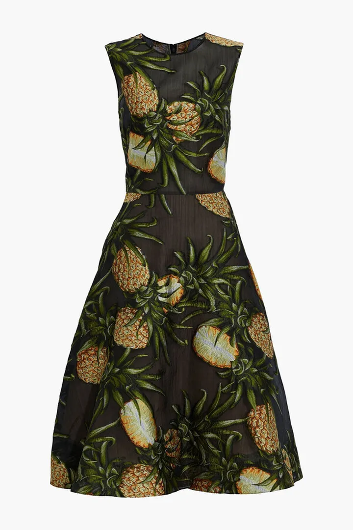 Flared organza-jacquard dress