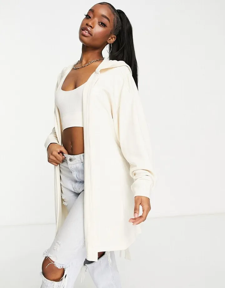 adidas Originals 80s Aerobic hooded wrap cardigan in off