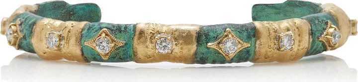 Women's 18K Gold Artifact Diamond Cuff Bracelet