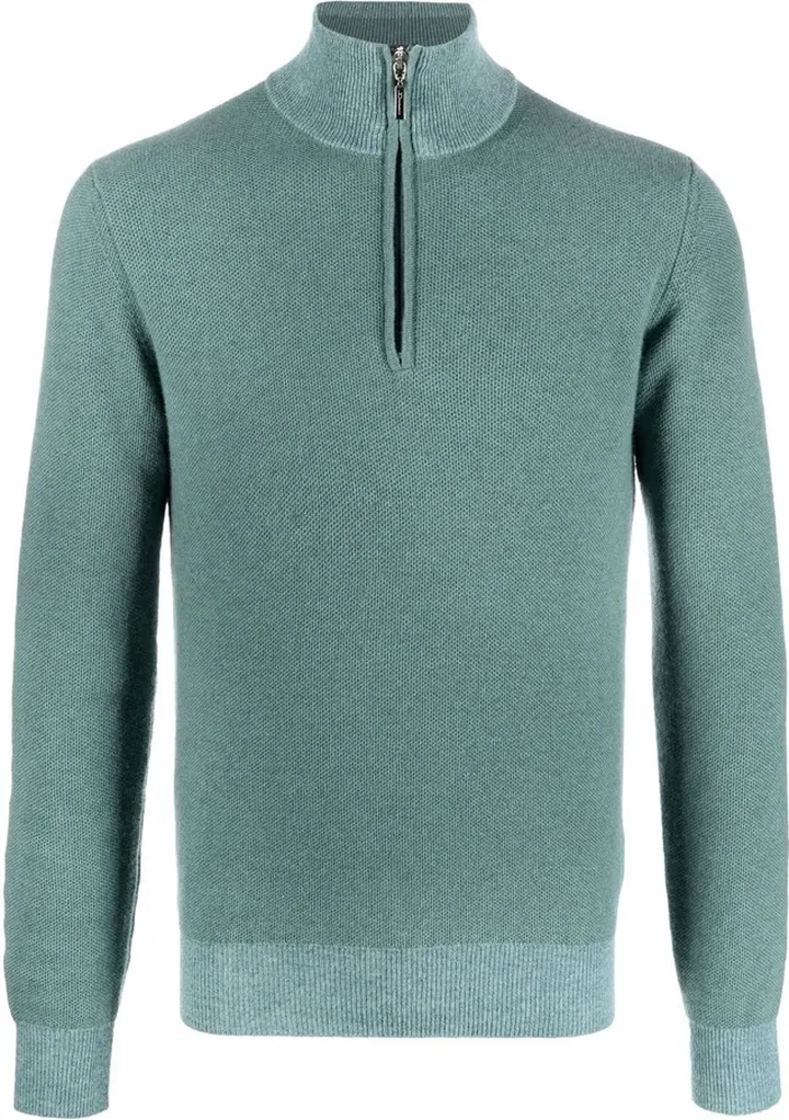 Zip-Front High Neck Cashmere Jumper