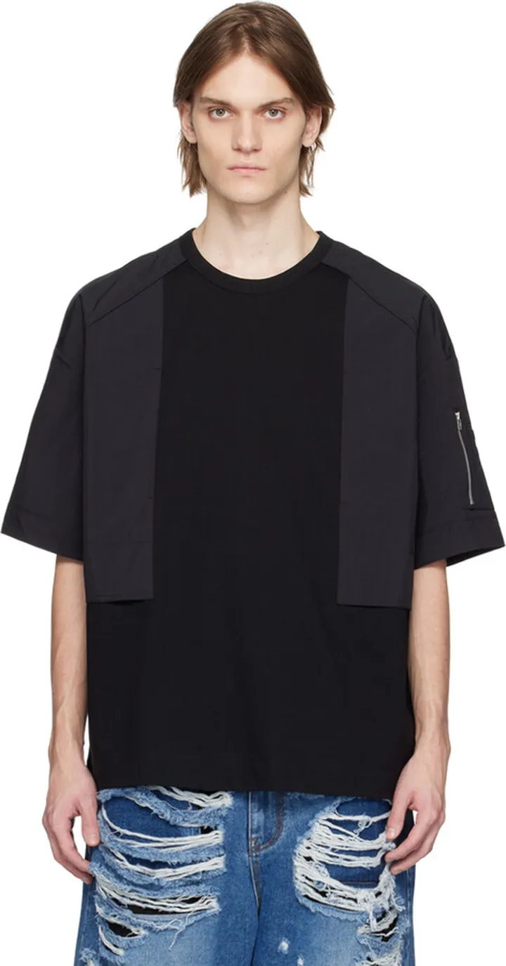 Juun.J Black Paneled T-Shirt