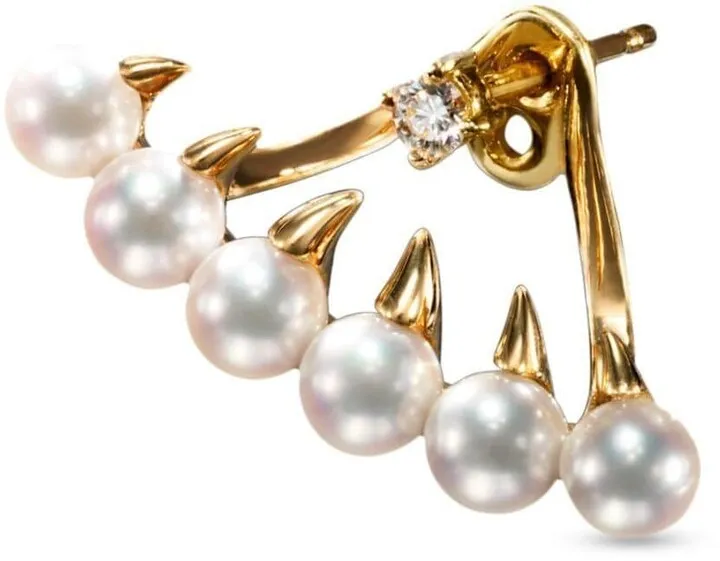 18kt yellow gold Collection Line Danger gulper diamond and pearl single earring
