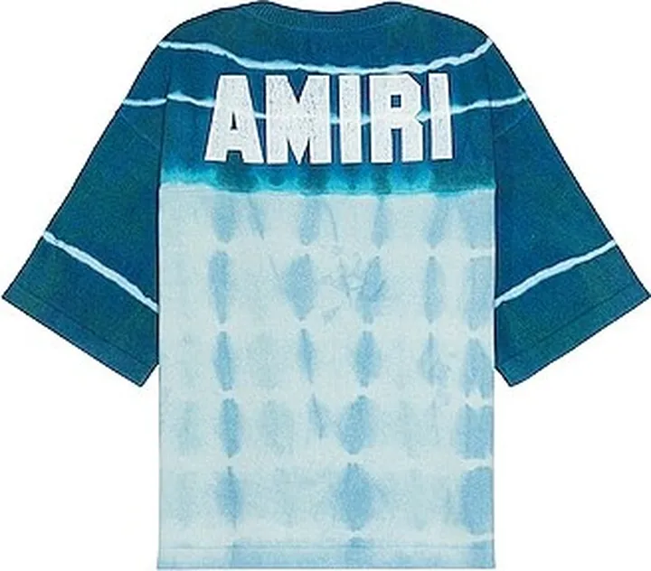 Amiri Tie Dye Knit Football Jersey Tee in Blue