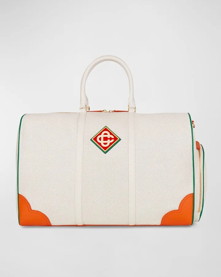 Men's Perforated Leather Weekender Bag