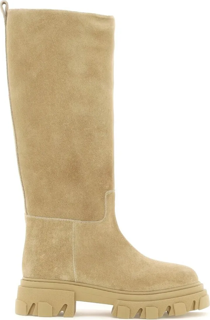 Gia Borghini Tubular Combat Boots In Suede Leather