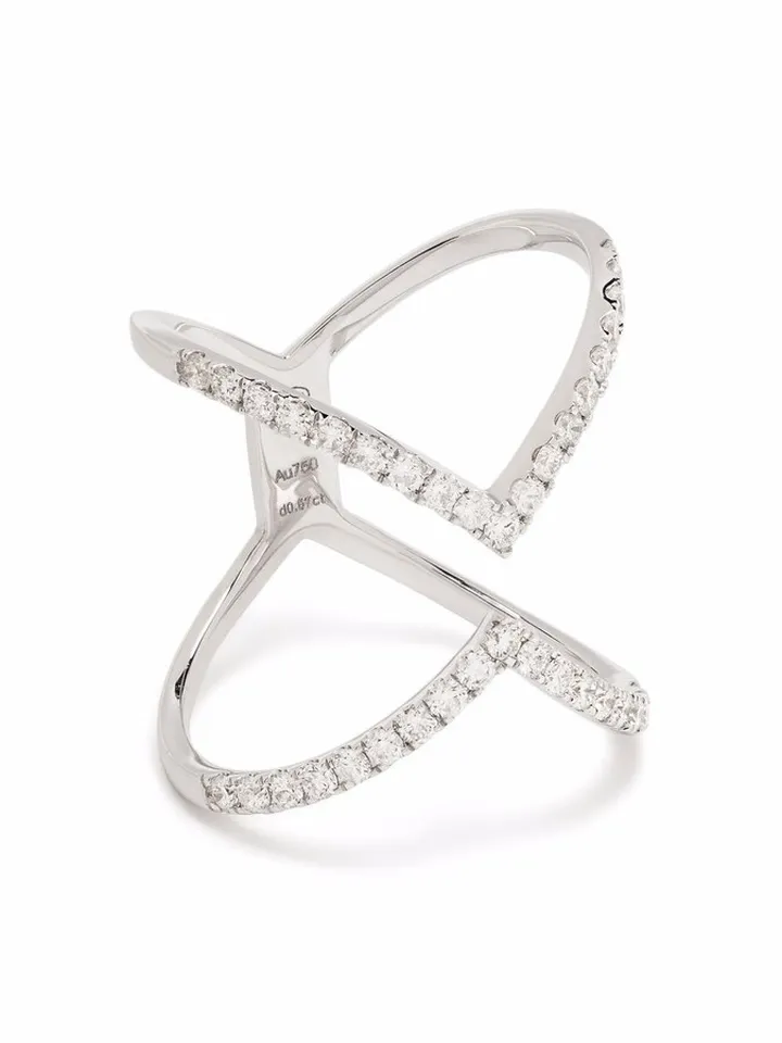 18kt white gold Open V diamond ring