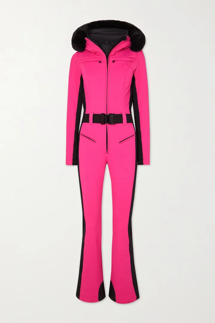Goldbergh - Parry Belted Hooded Faux Fur-trimmed Ski Suit - Pink