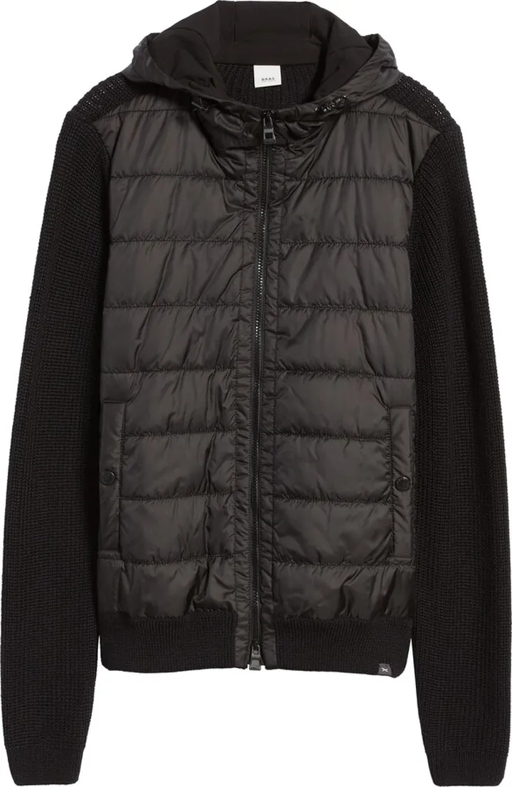Jerry Mixed Media Wool Blend Hooded Puffer Jacket